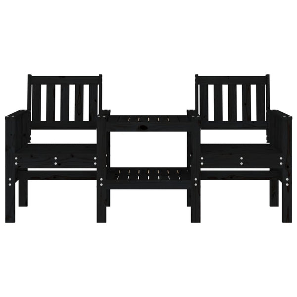 Gartenbank mit Tisch 2-Sitzer Kiefer Schwarz