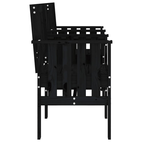 Gartenbank mit Tisch 2-Sitzer Kiefer Schwarz