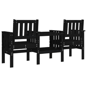 Gartenbank mit Tisch 2-Sitzer Kiefer Schwarz