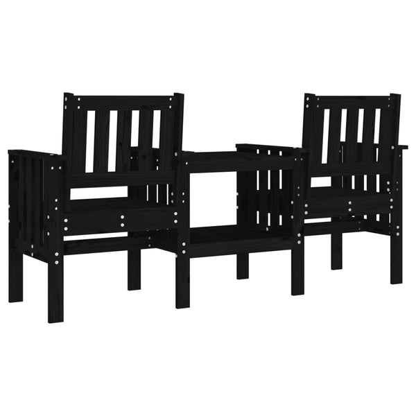 Gartenbank mit Tisch 2-Sitzer Kiefer Schwarz