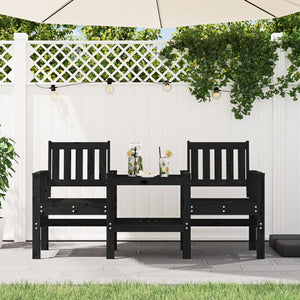 Gartenbank mit Tisch 2-Sitzer Kiefer Schwarz
