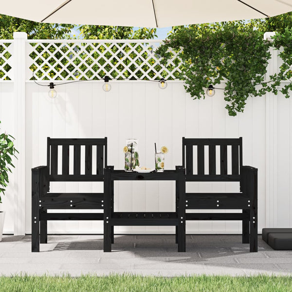 Gartenbank mit Tisch 2-Sitzer Kiefer Schwarz
