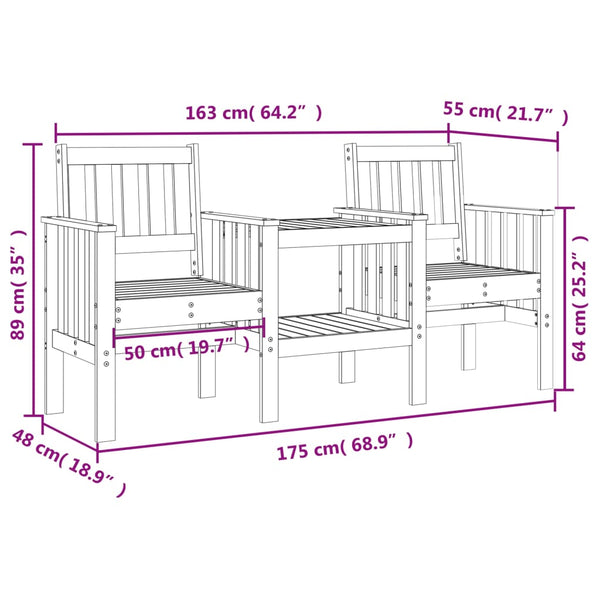 Gartenbank mit Tisch Douglasie 2-Sitzer