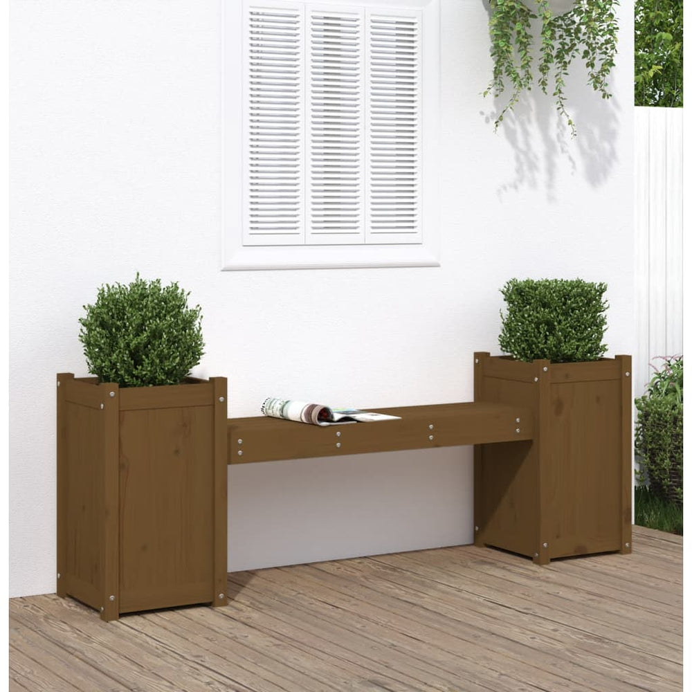 Gartenbank mit Pflanzkübeln Honigbraun