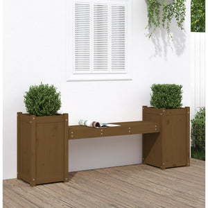 Gartenbank mit Pflanzkübeln Honigbraun