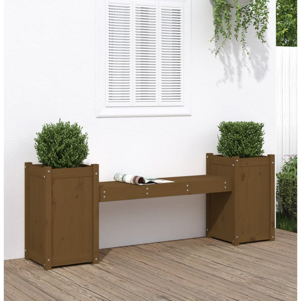 Gartenbank mit Pflanzkübeln Honigbraun