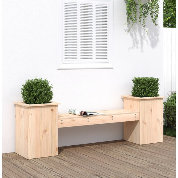 Gartenbank mit Pflanzkästen aus Kiefernholz
