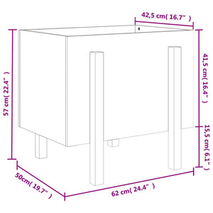 Grauer Pflanzkübel aus Kiefernholz 62x50x57 cm