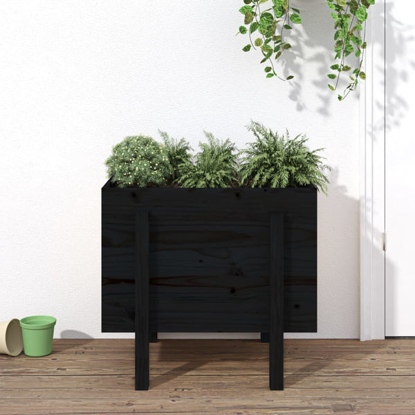 vidaXL Jardinière noire 62x50x57 cm Pin massif