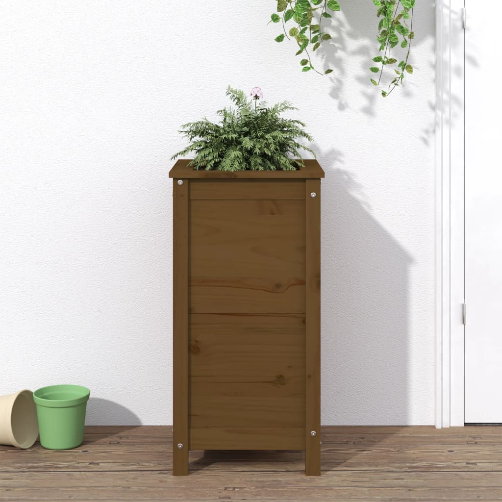 Holz Pflanzkübel Honigbraun 40x40x78cm