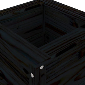 Schwarzer Pflanzkübel 40x40x78 cm, Kiefer Massivholz