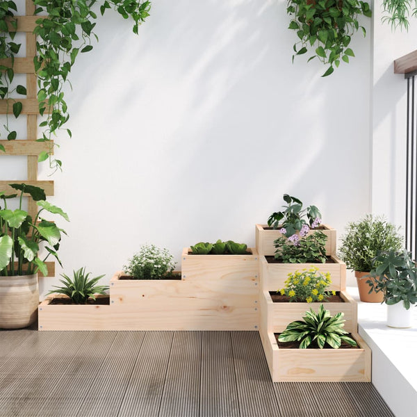 4-stufiges Garten-Pflanzgefäß aus Kiefernholz
