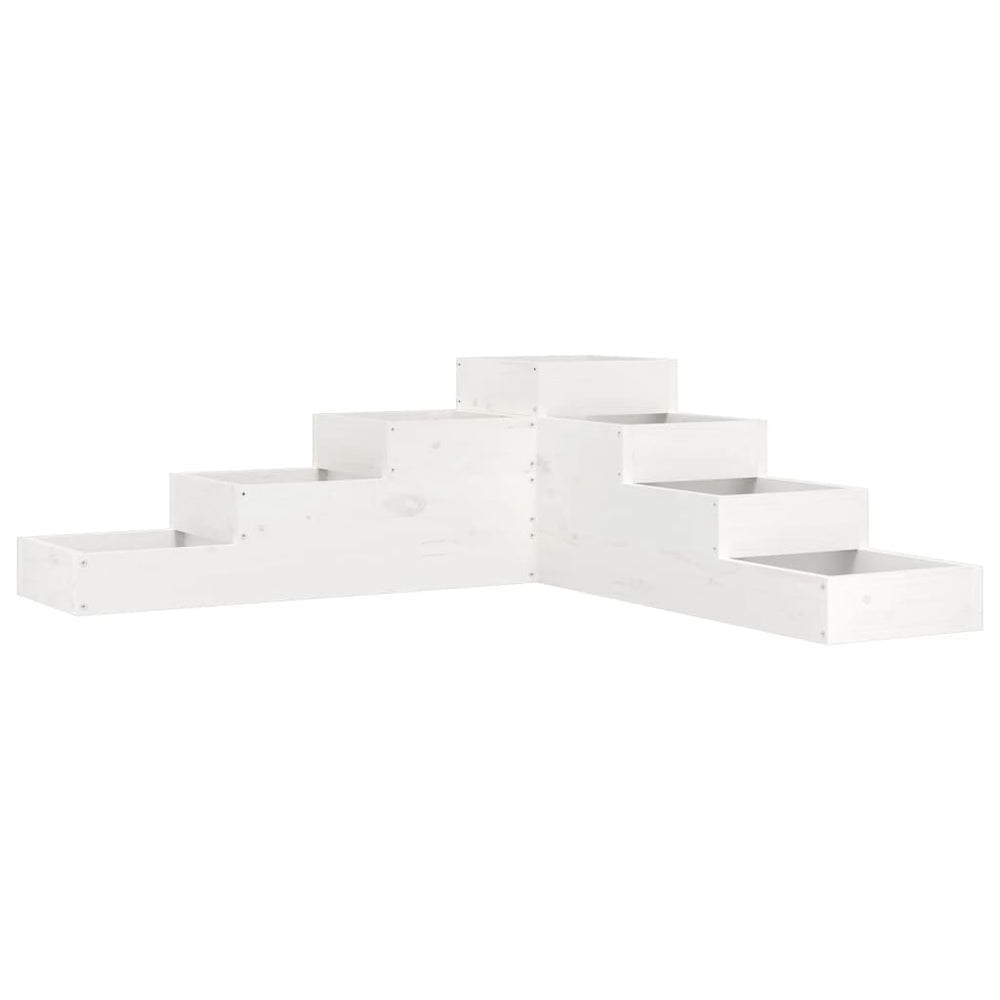 Pflanzentreppe 4 Stufen Kiefer Weiß 106cm