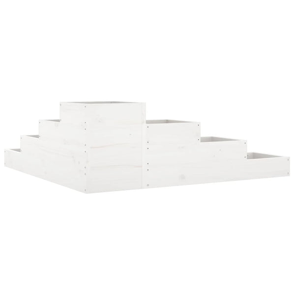 Pflanzentreppe 4 Stufen Kiefer Weiß 106cm