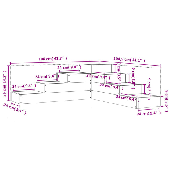 vidaXL Jardinière de jardin à 4 niveaux 106x104,5x36 cm Bois de douglas massif