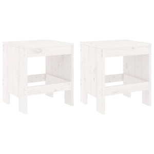 Gartenhocker 2er Set, Kiefer Massivholz, Weiß