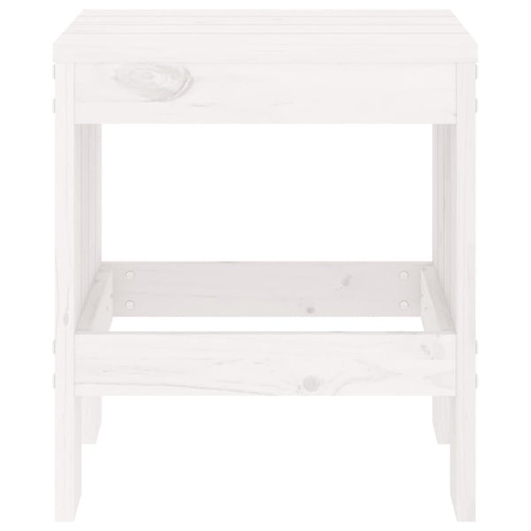 Gartenhocker 2er Set, Kiefer Massivholz, Weiß