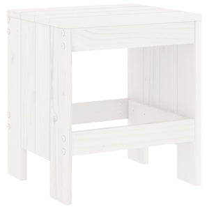 Gartenhocker 2er Set, Kiefer Massivholz, Weiß