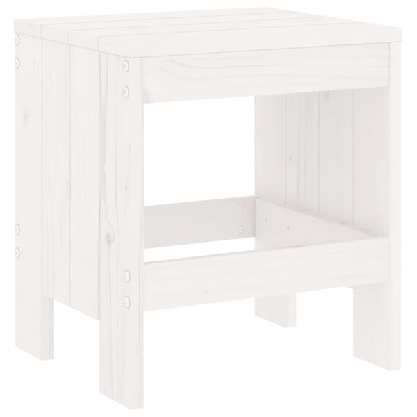 Gartenhocker 2er Set, Kiefer Massivholz, Weiß