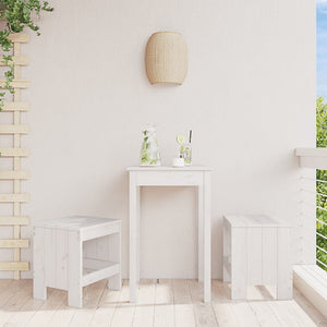 Gartenhocker 2er Set, Kiefer Massivholz, Weiß