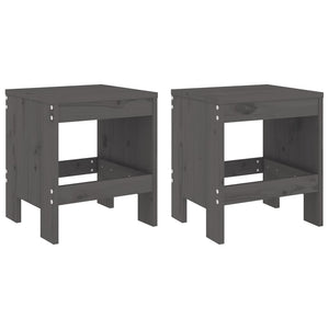 Gartenhocker 2er Set Grau Kiefer Massivholz