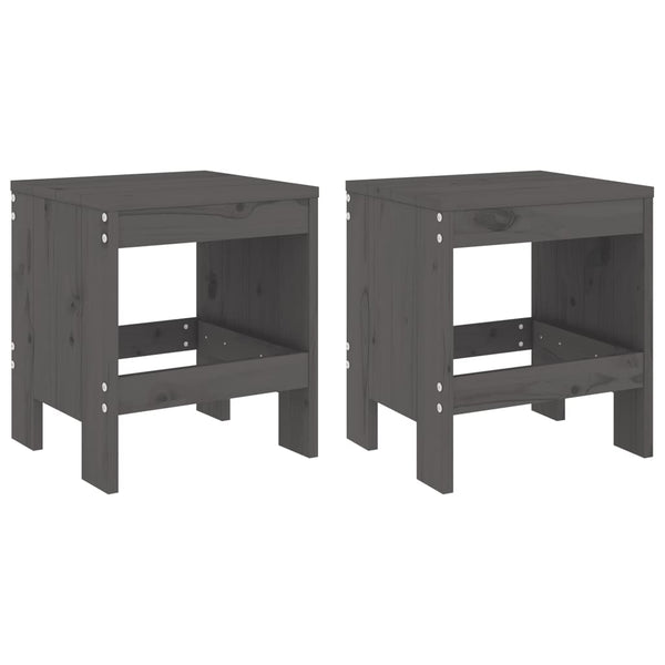 Gartenhocker 2er Set Grau Kiefer Massivholz