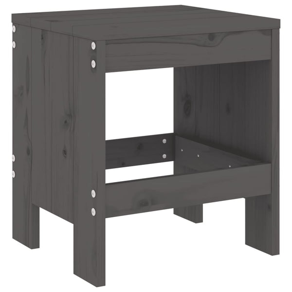 Gartenhocker 2er Set Grau Kiefer Massivholz