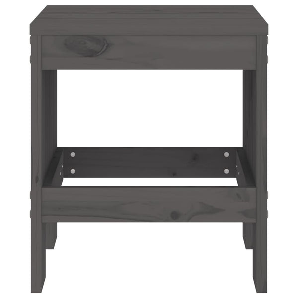 Gartenhocker 2er Set Grau Kiefer Massivholz