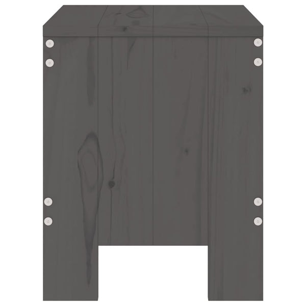 Gartenhocker 2er Set Grau Kiefer Massivholz
