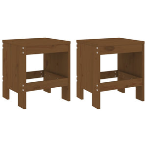 Gartenhocker 2er Set Honigbraun Kiefer Massivholz