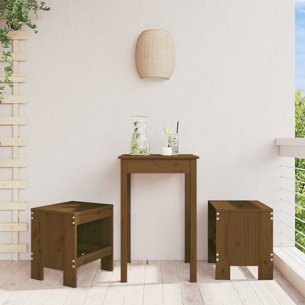 Gartenhocker 2er Set Honigbraun Kiefer Massivholz