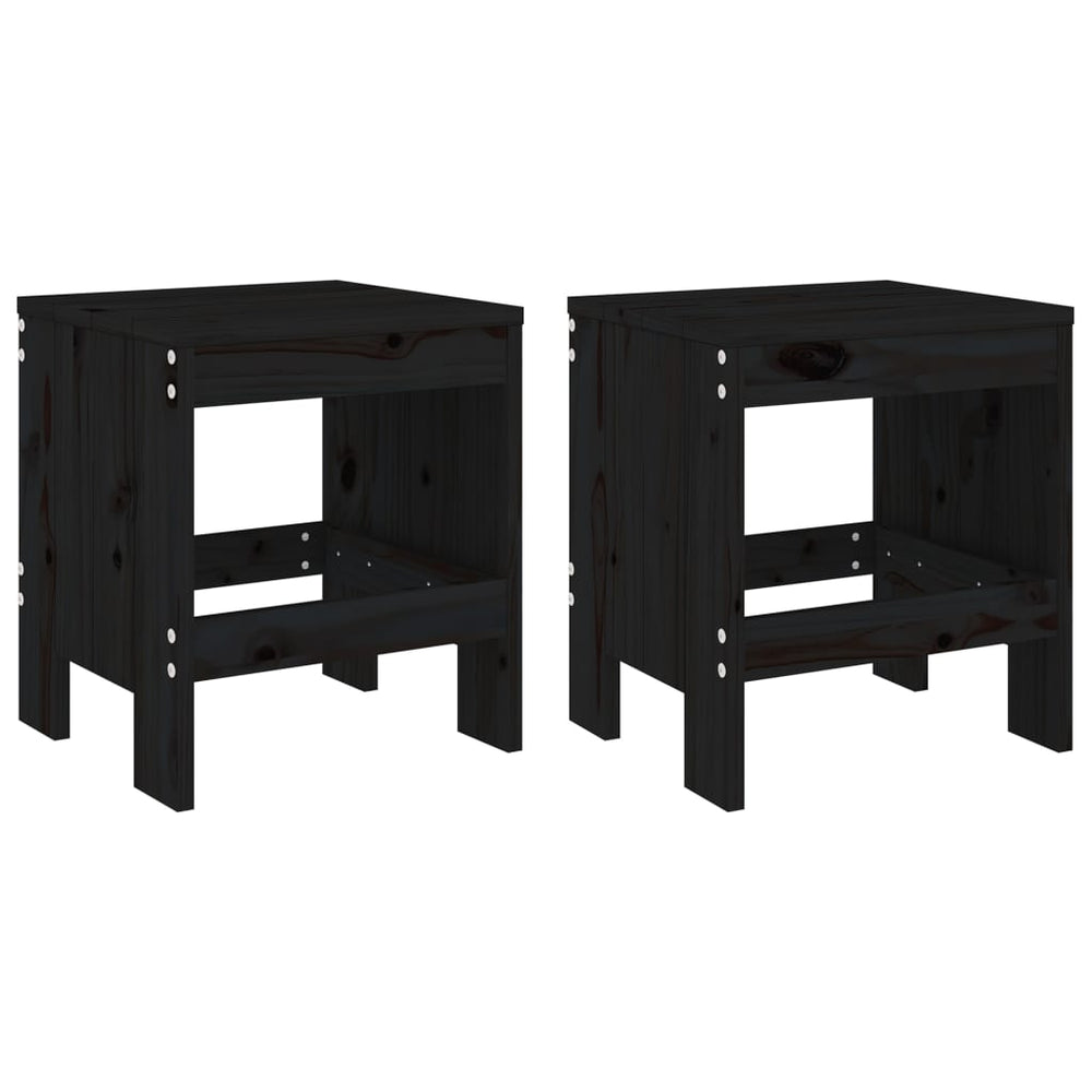 Gartenhocker 2er Set Kiefer Schwarz