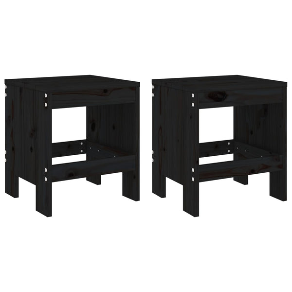 Gartenhocker 2er Set Kiefer Schwarz