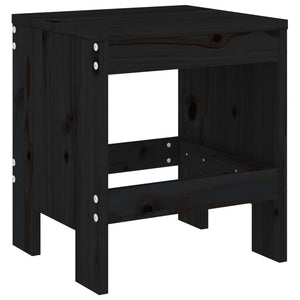 Gartenhocker 2er Set Kiefer Schwarz
