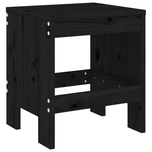 Gartenhocker 2er Set Kiefer Schwarz