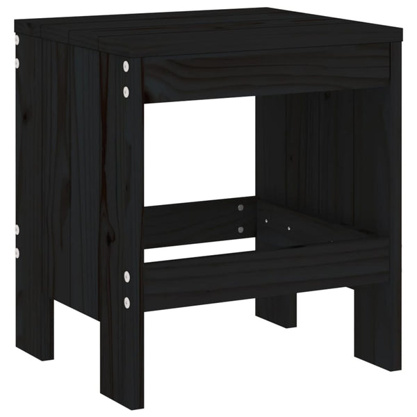 Gartenhocker 2er Set Kiefer Schwarz