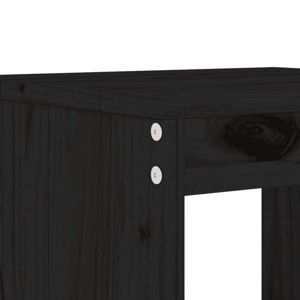 Gartenhocker 2er Set Kiefer Schwarz