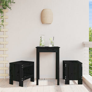 Gartenhocker 2er Set Kiefer Schwarz