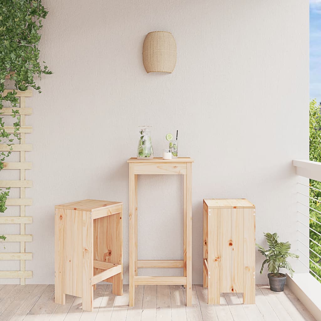 Barhocker 2er Set Kiefer Massivholz 75cm