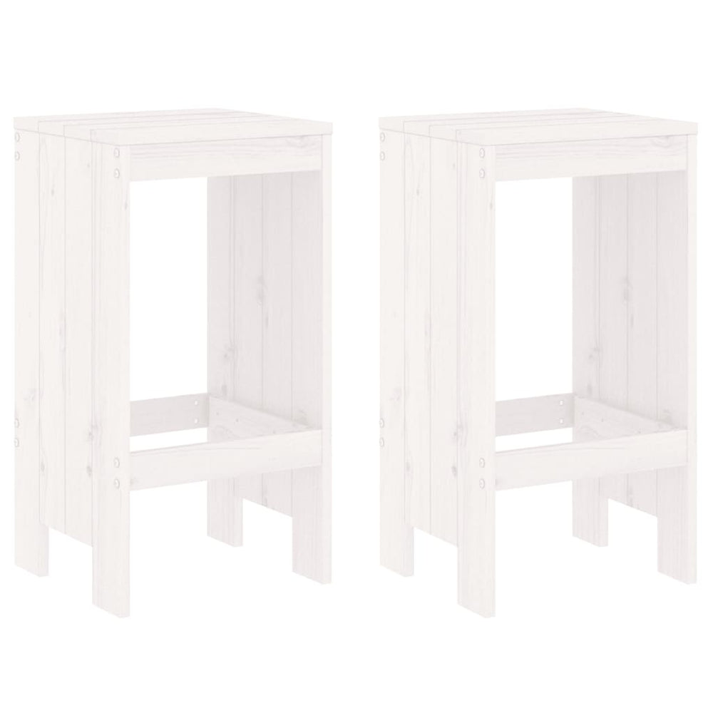 Weiße Kiefer Barhocker, 2er Set