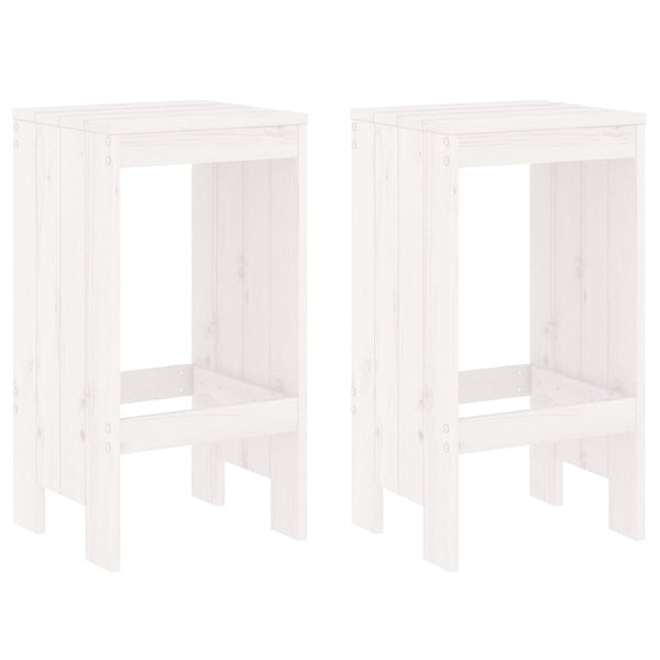 Weiße Kiefer Barhocker, 2er Set