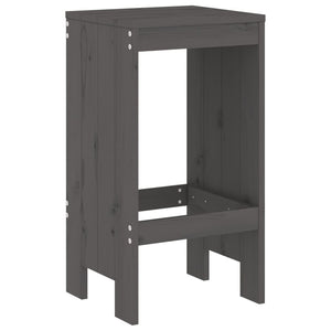 Barhocker 2er Set Grau Kiefer Massivholz
