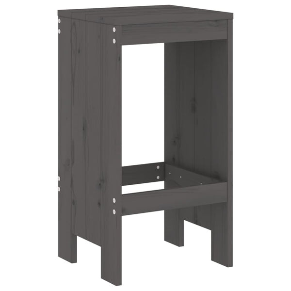 Barhocker 2er Set Grau Kiefer Massivholz
