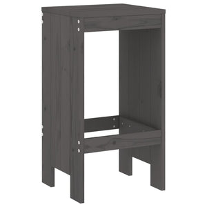 Barhocker 2er Set Grau Kiefer Massivholz