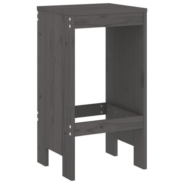 Barhocker 2er Set Grau Kiefer Massivholz