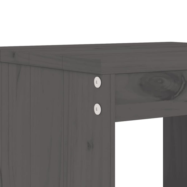 Barhocker 2er Set Grau Kiefer Massivholz
