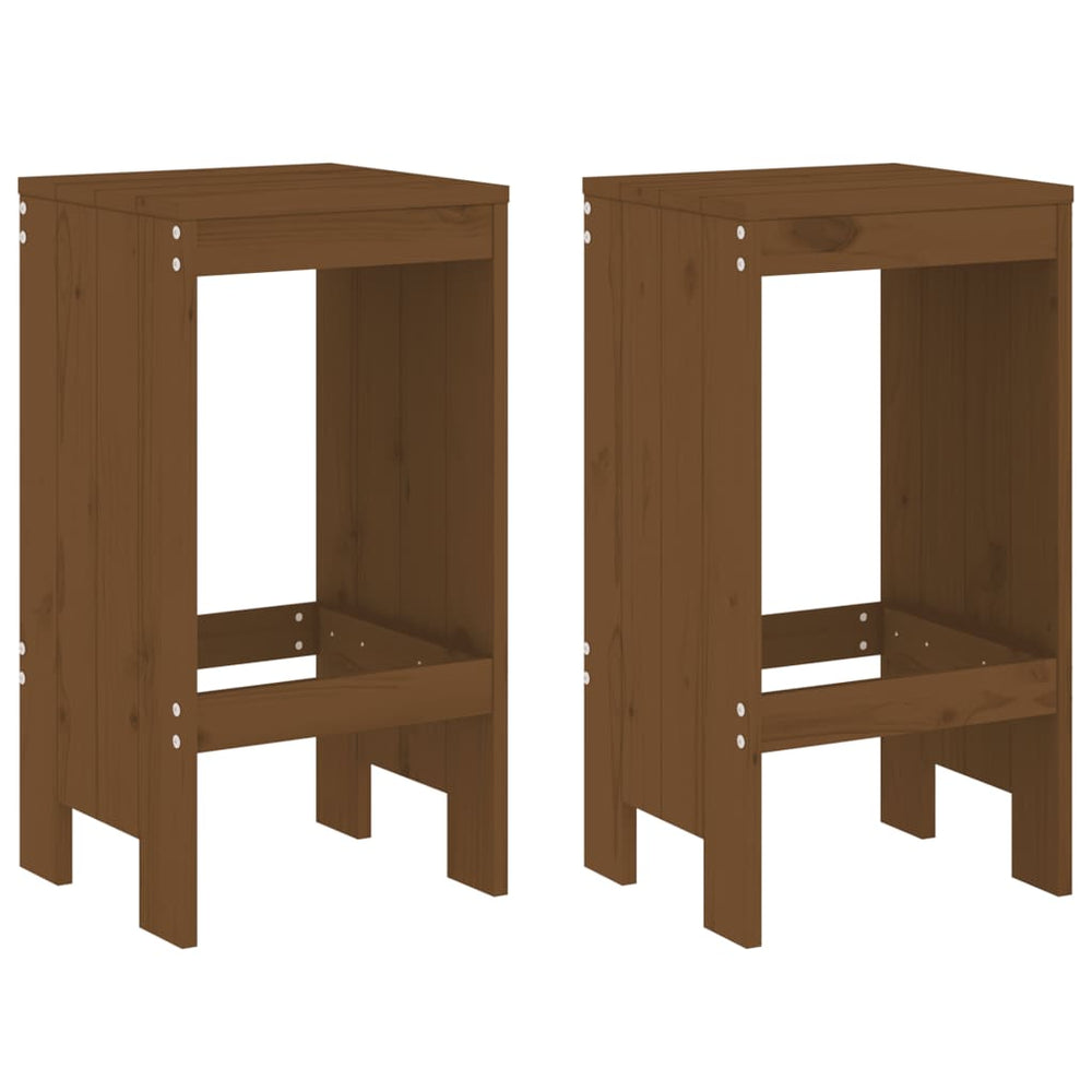2er Set Barhocker Honigbraun Kiefer Massivholz