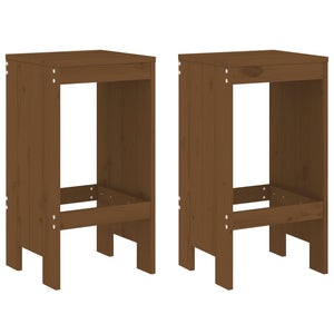 2er Set Barhocker Honigbraun Kiefer Massivholz