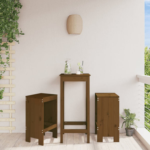 2er Set Barhocker Honigbraun Kiefer Massivholz