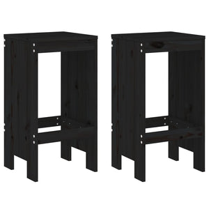 Schwarze Barhocker 2er Set Kiefer Massivholz